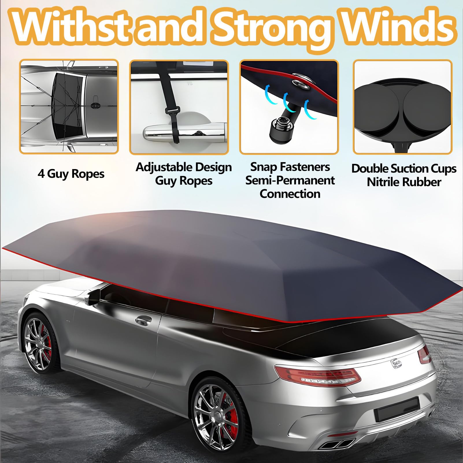Ombrello Copri Auto Completamente Automatico con Telecomando, per Esterno Portatile,Tenda da Tetto Mantiene Fresco Il Tuo Veicolo, Tenda da Sole per Tetto Auto per la Maggior Parte. 4.5*2.3m-Blue
