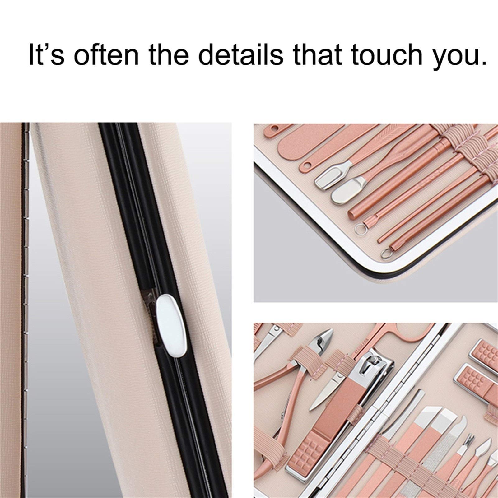 Juego de 18 cortaúñas de acero inoxidable y tijeras para manicura, pedicura, cuidado de uñas, set de belleza para uñas (18 piezas)