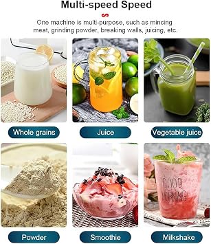 Blender Smoothie Maker, 2000W Professional Blender, 2L Food Jug Blender with 6 Professional Blades and Pusher, 15 Speeds, Food Processor for Juice, Ice, Nuts, BPA-Free