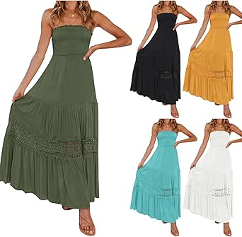 FQFGGYD Women's Strapless Maxi Dress Summer Dresses for Women Prom