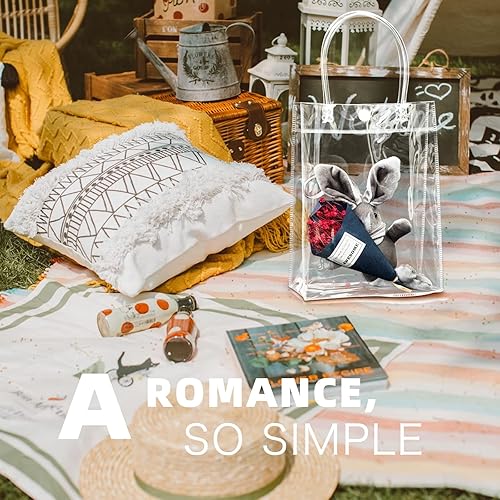 Miniatura 5 de Oomcu Paquete de 18 bolsas de regalo de plástico transparente con asas, bolsa de PVC reutilizable de 9.06 x 6.7 x 2.76 pulgadas para recuerdos de