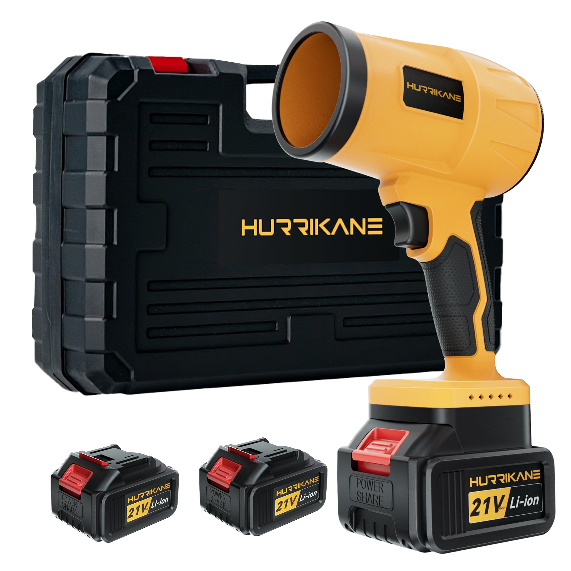 Hurrikane Cordless Leaf Blower with 2 Batteries and Brushless Motor, Handheld Blower for Patio, Driveway, Yard and Outdoor Cleaning