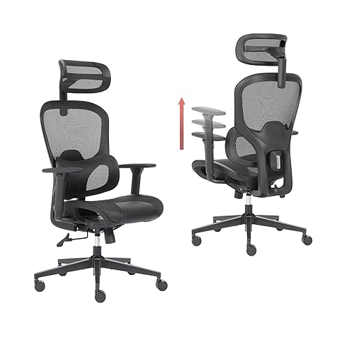 Ergonomic Mesh Office Chair with Lumbar Support - Adjustable Seat