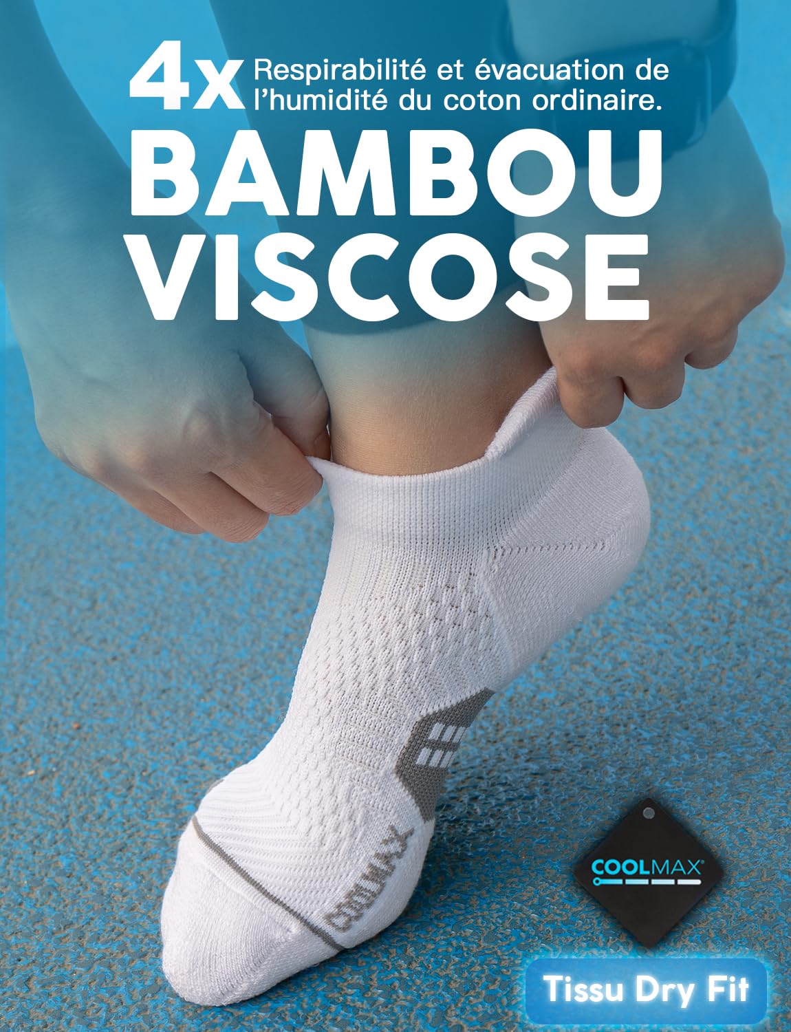 Juclise Bamboo Compression Sport Basses Invisibles pour Femmes, Absorbant l'Humidité Amorti