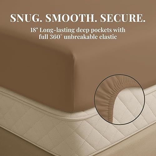 Miniatura 7 de Sacred Thread Juego de sábanas de rayón de 6 piezas de bambú, juego de ropa de cama y fundas de almohada con bolsillos profundos, ropa de cama