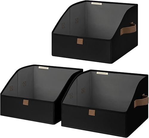 Miniatura 14 de StorageWorks - Cestas de almacenamiento para armario, caja organizadora trapezoidal para estantes, contenedor de ropa de tela, cestas plegables de