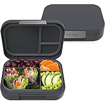 Bentgo Modern - Adult &amp; Teen Bento Lunch Box; 3-4 Compartments, Leak-Resistant, 5.5 Cup Capacity/44 fl oz, Improved Locking Clips, Reusable, BPA-Free, Dishwasher/Microwave Safe Tray (Dark Gray)