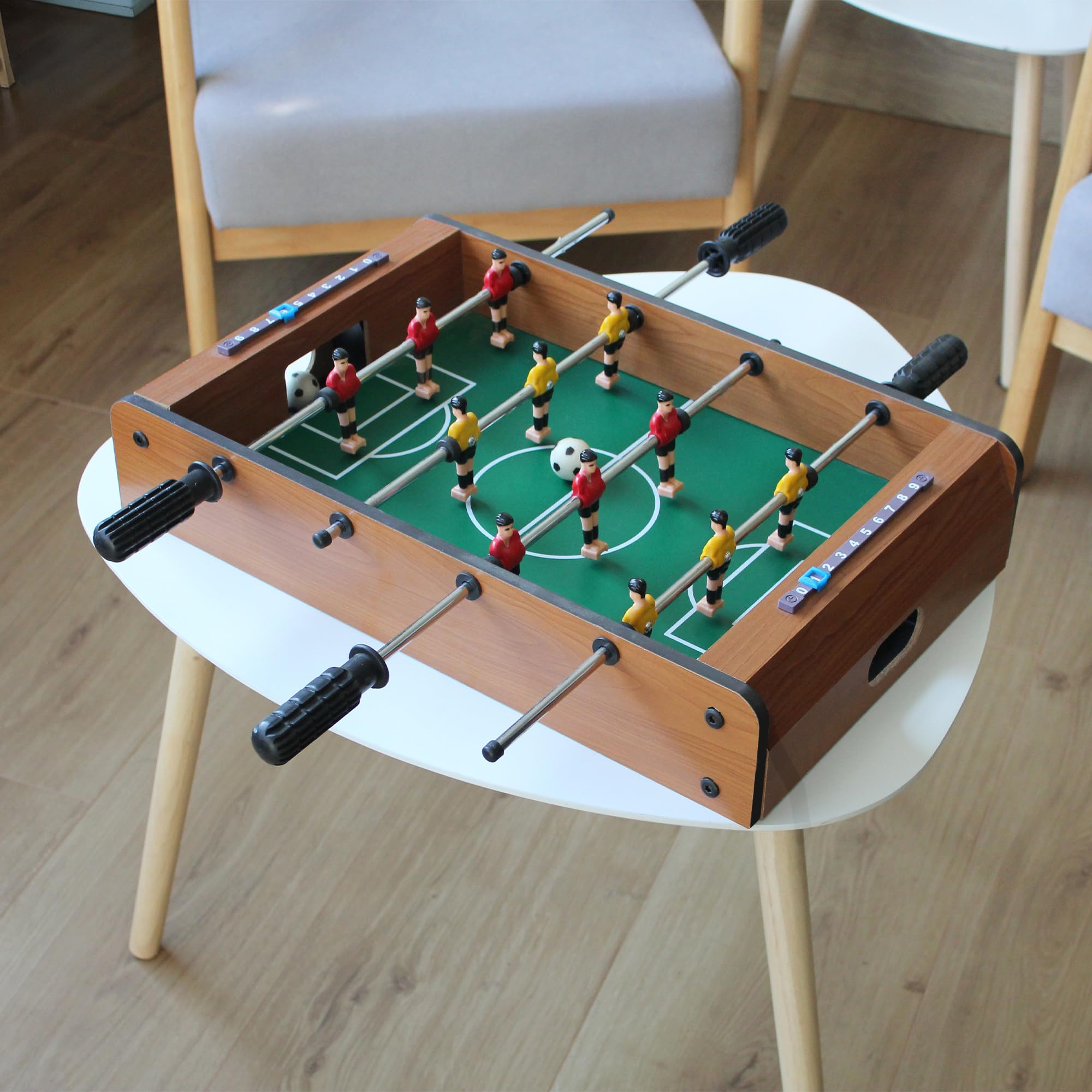 FISHTEC Mini Babyfoot de Table avec 4 Barres et 2 Balles - Jeu de bistrot Convivial et Format Compact pour Enfants et Adultes - Idéal pour Loisir intérieur et soirées Amis