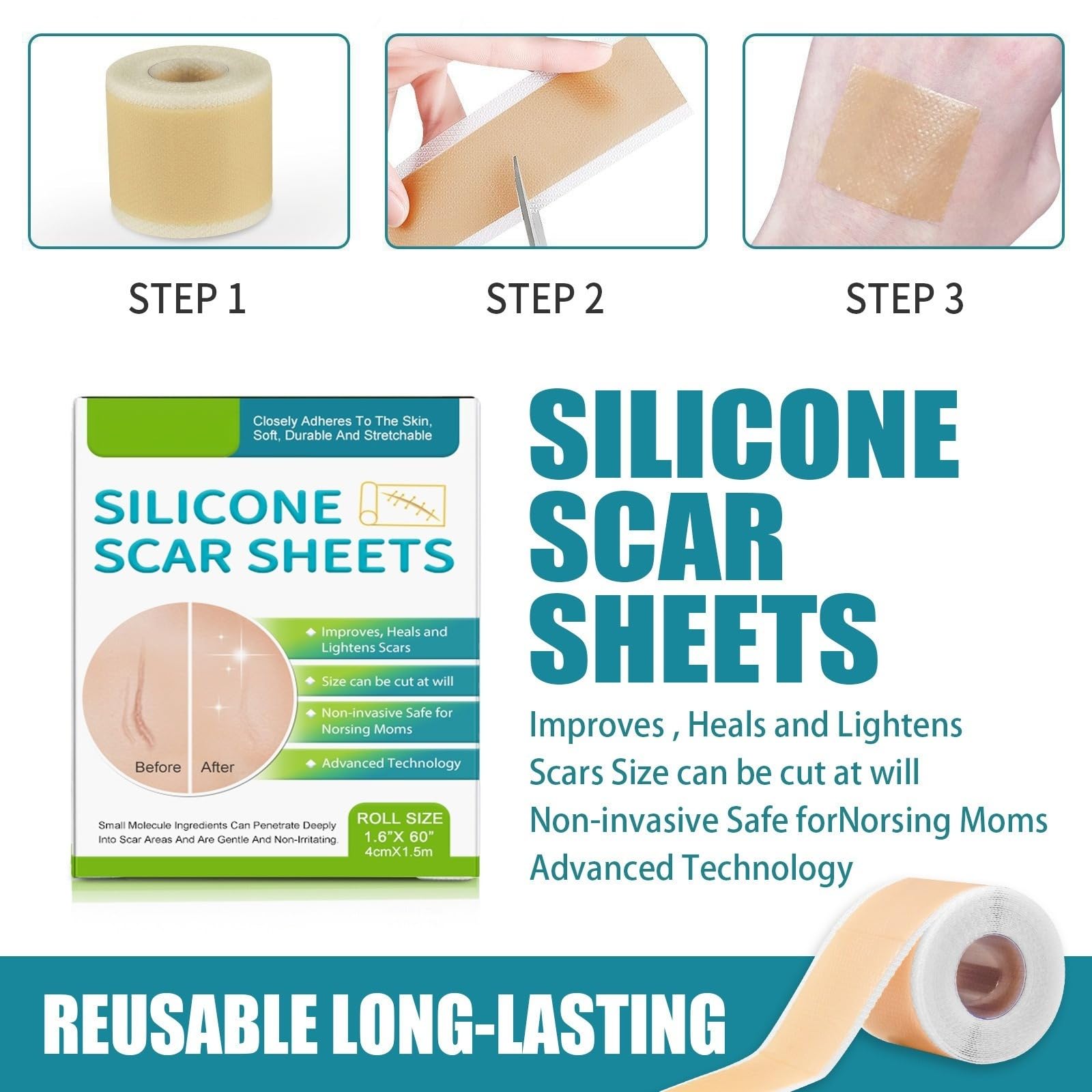 Pansement Silicone Cicatrice – Feuilles de Silicone Réutilisables