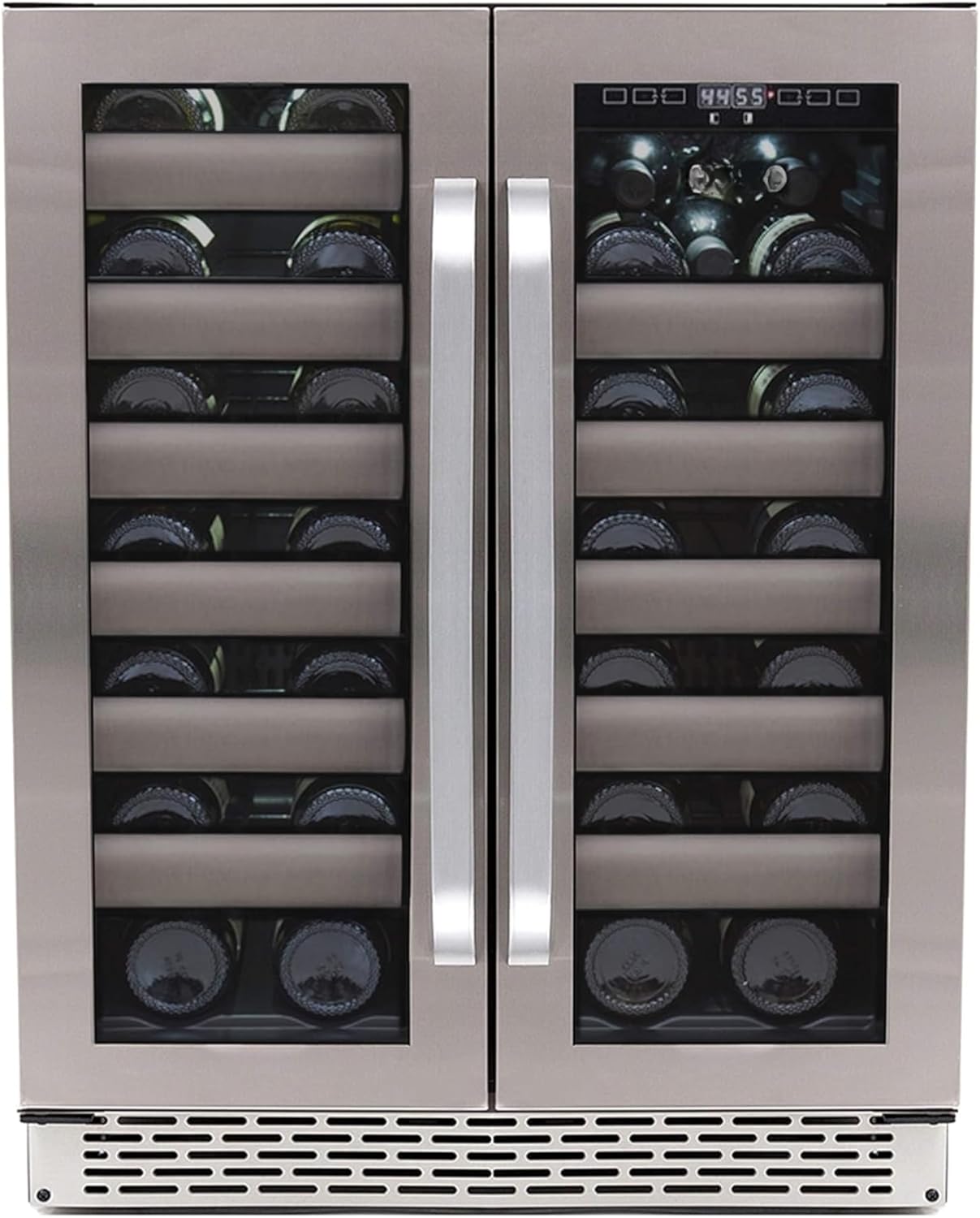 Elite 40 Bottle Dual Zone Wine Refrigerator, Seamless Stainless Steel Door Built-In or Freestanding Wine Cooler with Touch Control, Low Vibration, UV Glass, LED Lighting