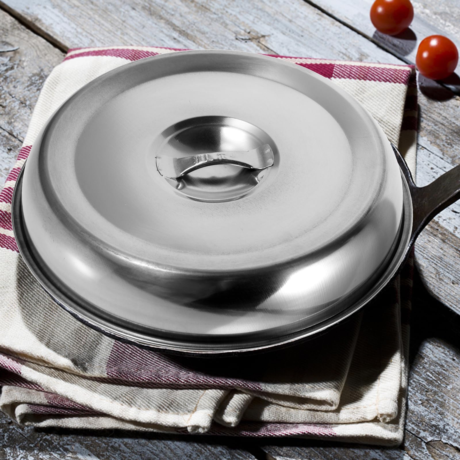 Cabilock 2 Piezas Cúpula De Acero Inoxidable para Bistec, Tapa Circular para Platos, Cúpula para Derretir Queso, Cubierta para Cocina Y Barbacoa, 20Cm