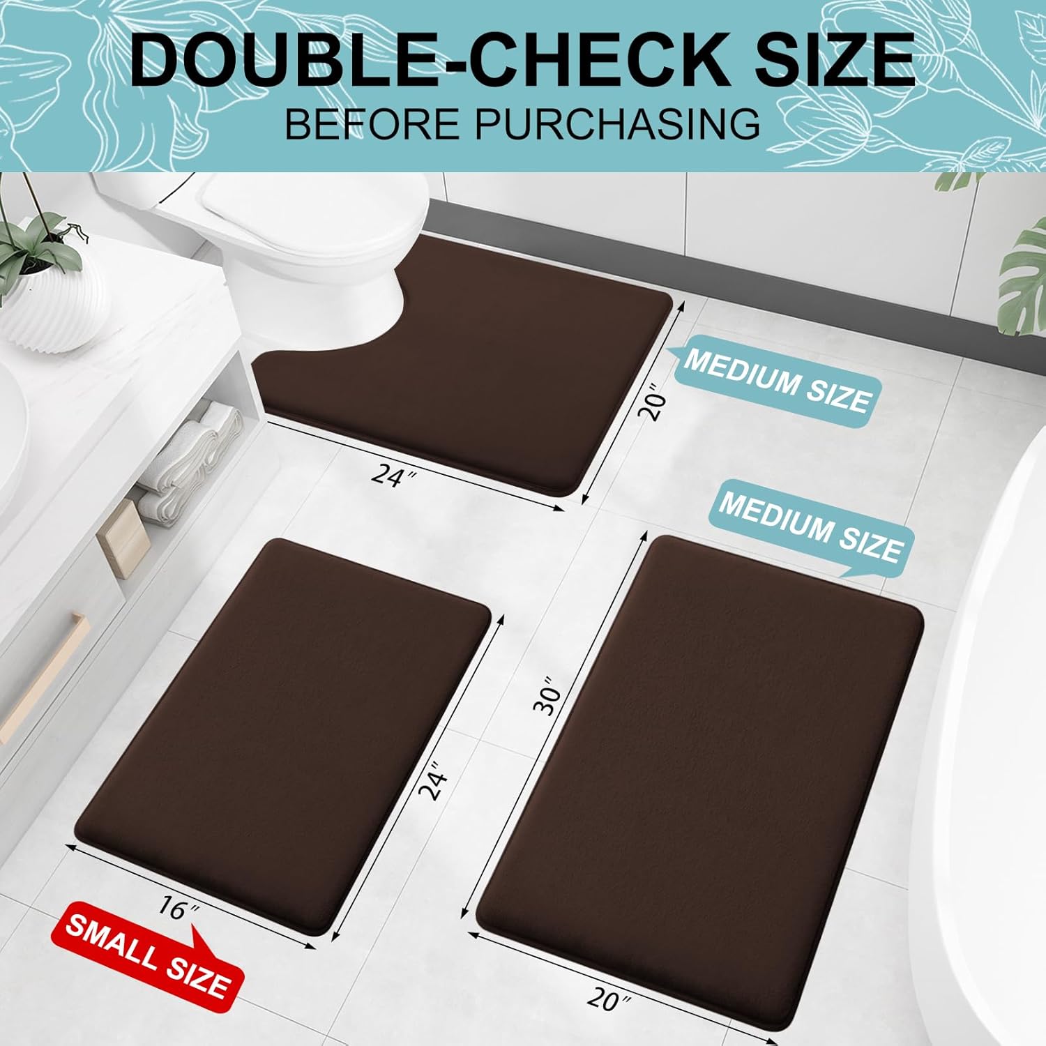 Smiry Memory Foam Bath Mat 59'' x 24'', Extra Soft Absorbent Bathroom Rugs Non Slip Bath Rug Runner for Shower Bathroom Floors, Brown 59'' x 24'' Brown