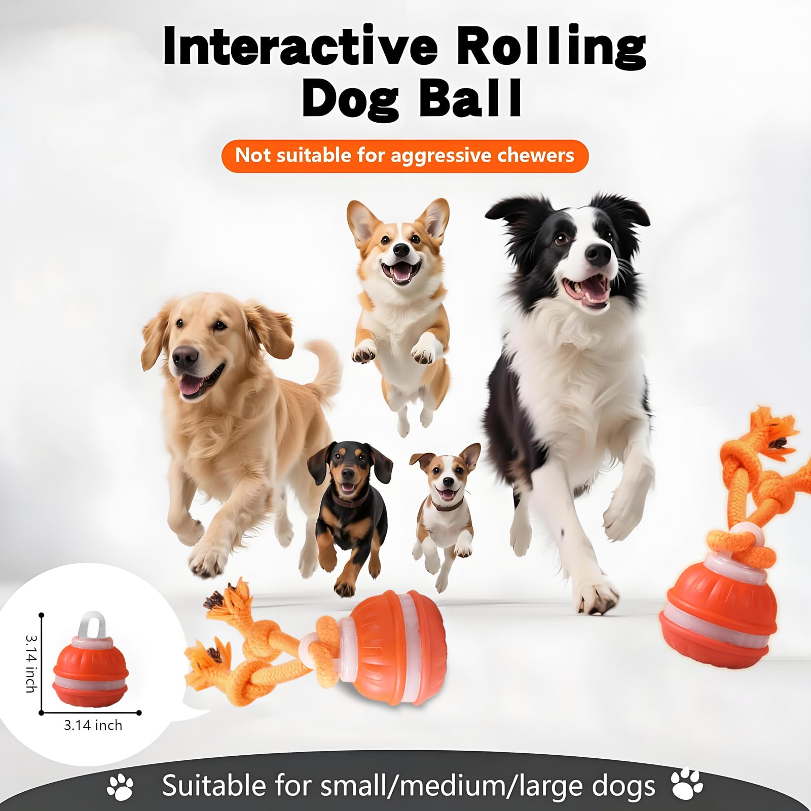 Juguetes interactivos para perros, juguetes interactivos inteligentes para perros para el aburrimiento, bola rodante de activación de movimiento para perros pequeños, medianos y grandes, juguete de