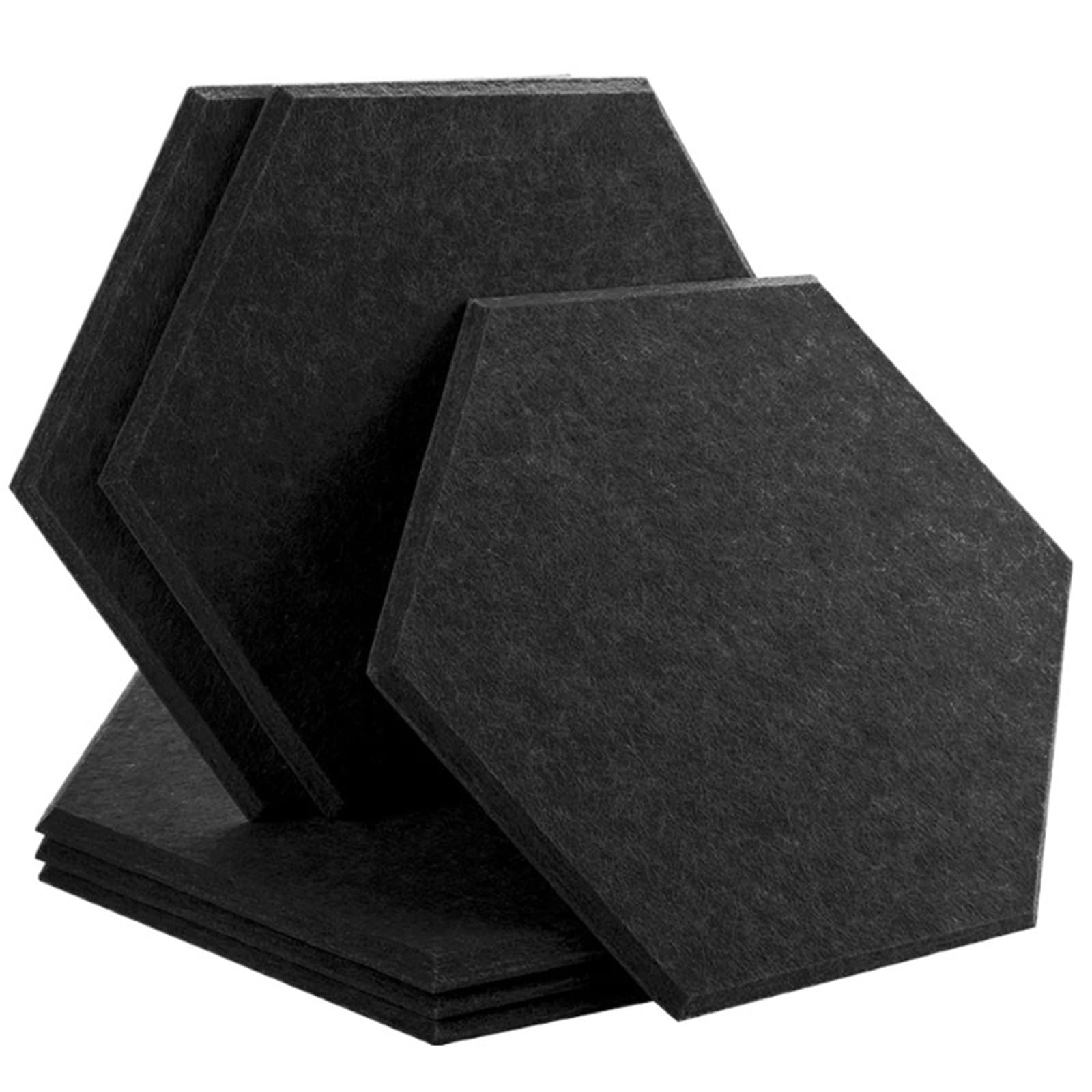 Panel Acustico Paneles de pared con absorción sonido, 6 piezas, aislamiento decorativo for dormitorio para Oficinas(32-Black,Large Hexagon,1.2cm Super Density)