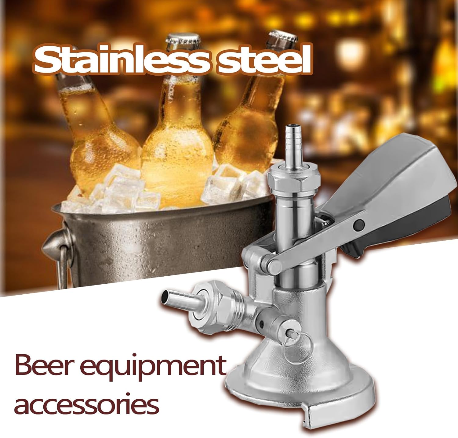 G5/8 Keg Coupler, A Type Stainless Steel and Brass Material, A System Beer Keg Distributor Connector, for Bar, with Pressure Relief Valve