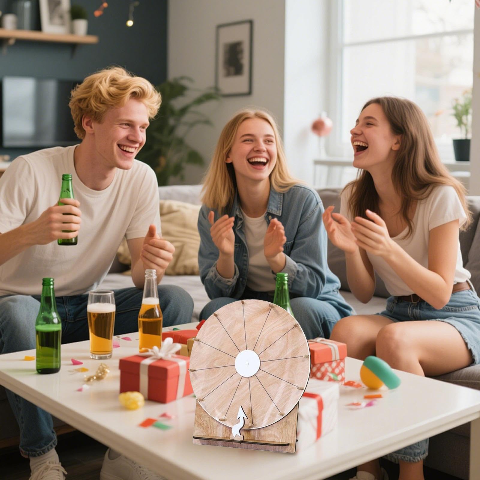 Ruleta Giratoria De Premios | Ruleta De Madera De 28 Cm para Sorteos | Material para Fiestas Giratorio para Niños Y Adultos Juegos Noche Aula Recompensas | Organizadores Eventos Ferias