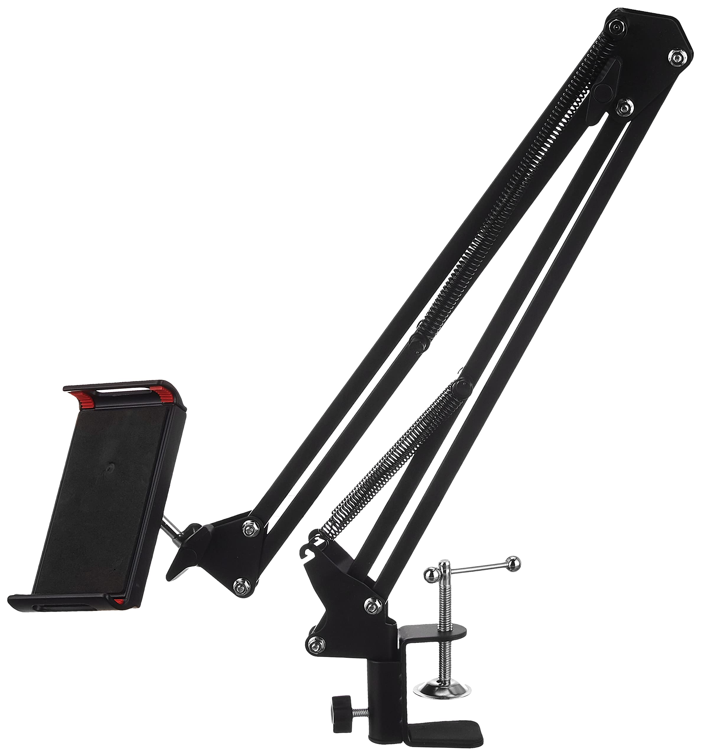 Amazon Brand - Solimo Aluminium Lazy Hanging Mount Holder for All Mobiles & Tablets, Flexible Long Arm 360 Degree Adjustable Tabletop Stand for Table, Bed (Black)