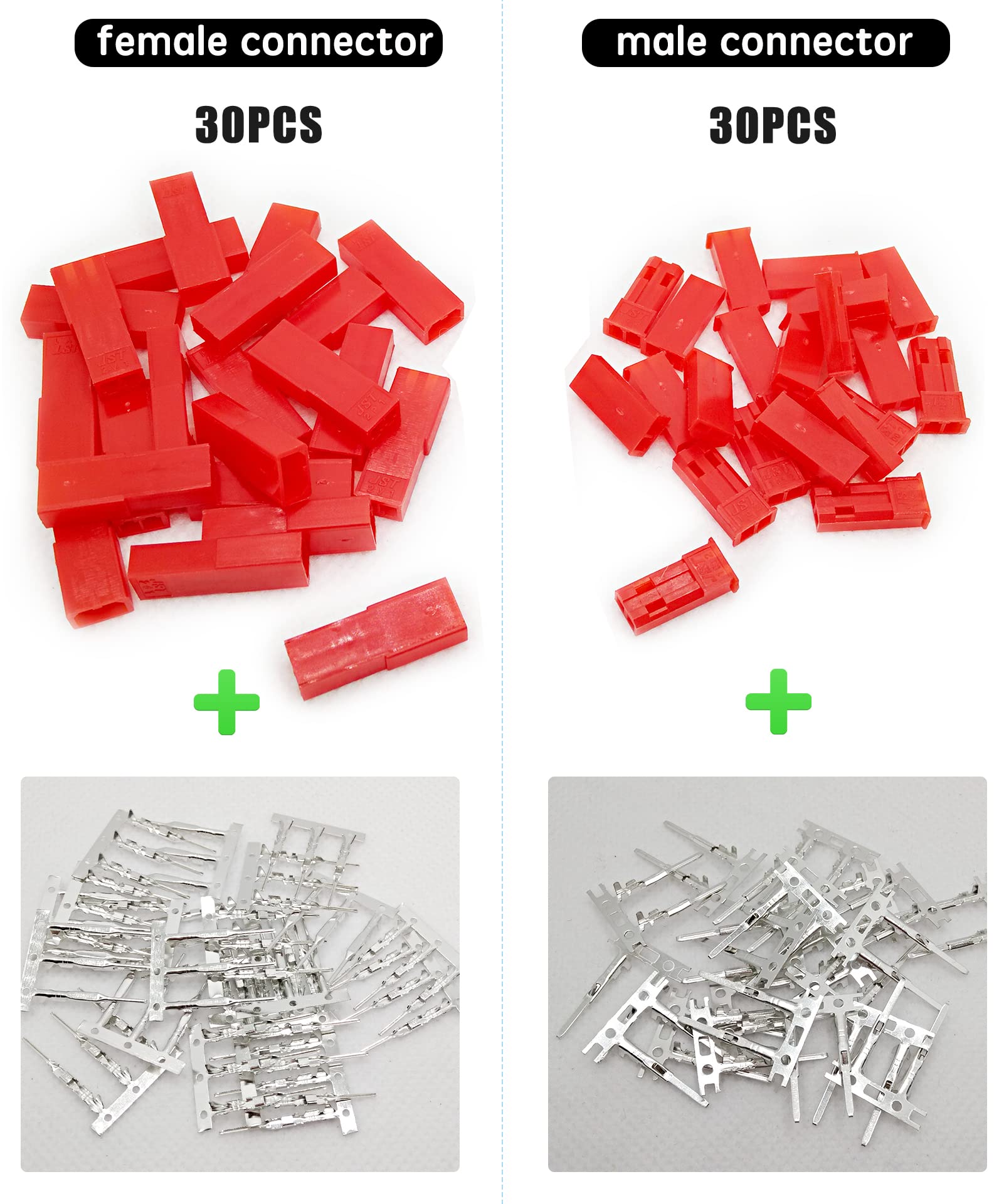 HOPLEX 60-Piece JST Servo Connector Kit – Male/Female Crimp Pins, 22AWG Wire, For RC Cars, Airplanes & DIY Electronics - View #10