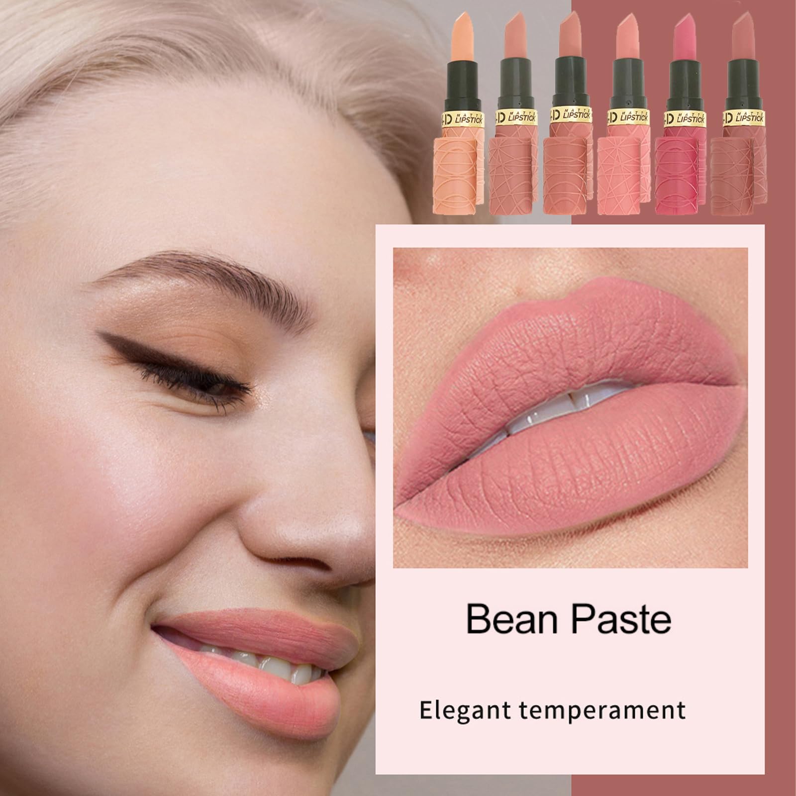 Nude Lipstick Set, 6PCS Long Lasting Matte Lipsticks Gift Sets for Women - Image 3