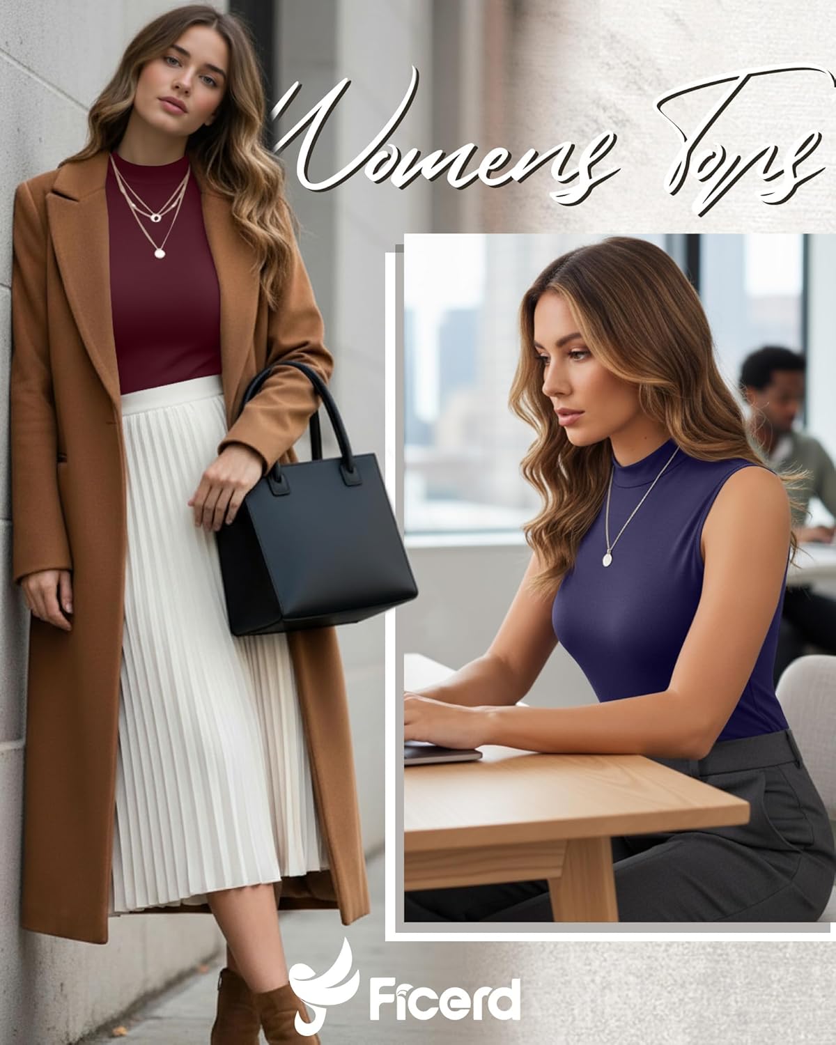 Ficerd 3 Pack Women's Sleeveless Tank Tops, Mock Neck Summer Shirts Slim Stretch Basic Tops Lightweight Knit Tee - Image 4