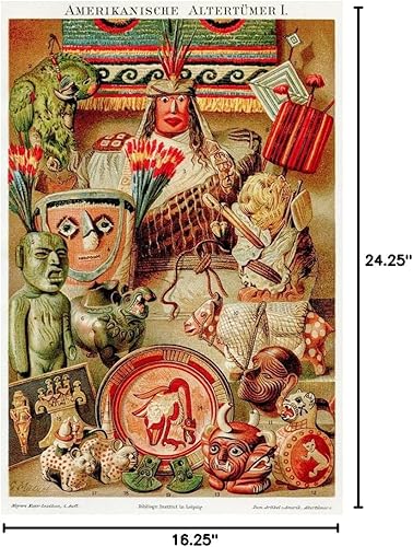 Miniatura 6 de Póster laminado de América Latina Maya Inca y Azteca Antigüedades 1895 de borrado en seco, arte de pared de 12 x 18 pulgadas