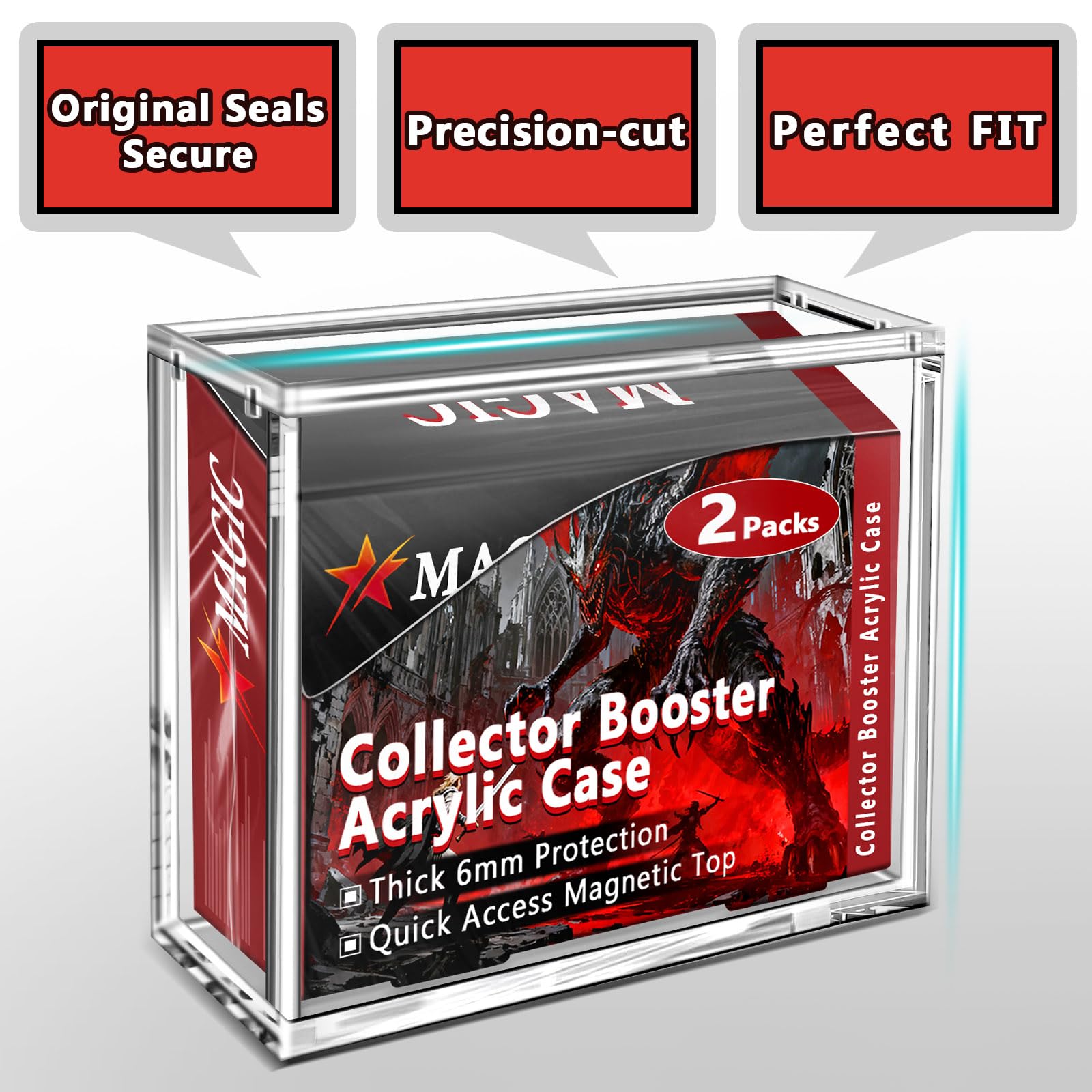 Amazon.com: Kevenal MTG Collector Booster Box Case, Premium Magnetic Display  for Sealed Magic Trading Card Boxes, 6mm Acrylic with Strong Seal,  UV-Protection & Scratch-Resistant (2 PCS) : Toys & Games