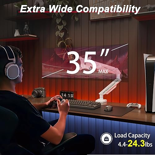 Miniatura 4 de Brazo de monitor, soporte de monitor de resorte de gas para pantallas de 17 a 35 pulgadas de hasta 24.3 libras, montaje ajustable con abrazadera en