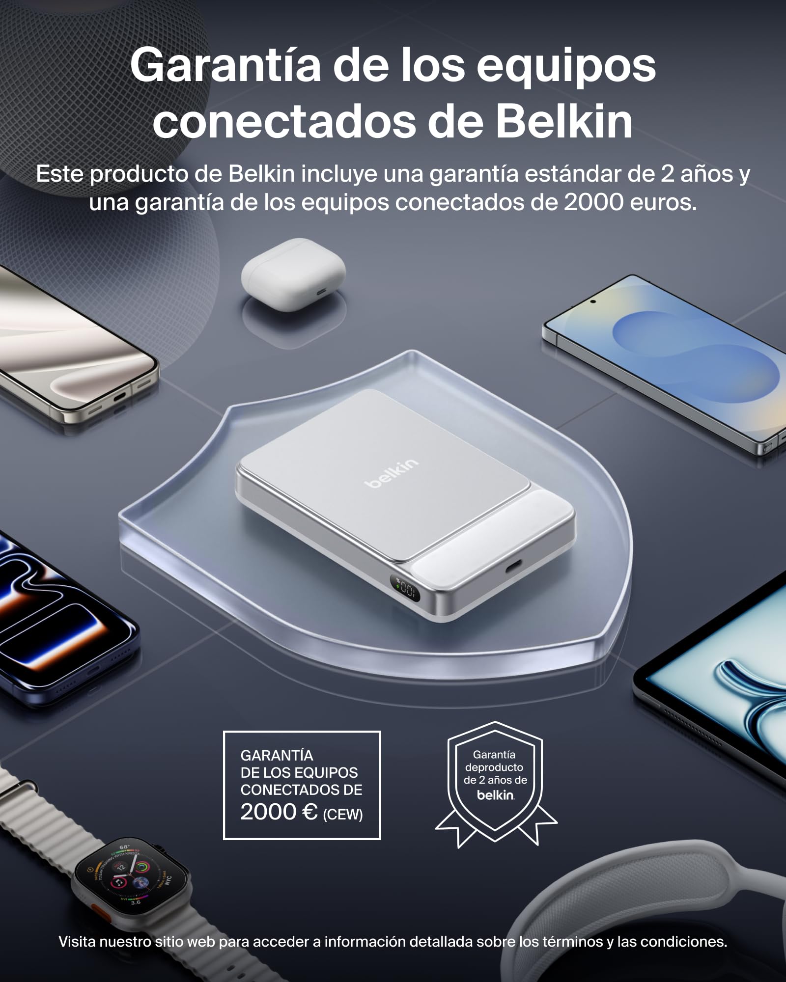 Belkin UltraCharge Batería Externa Magnética 10000 mAh Puerto USB- C Blanco | Power Bank 10000 mAh, Certificación Qi2 25 W, Anillo Magnético, Puerto USB-C, Cable, Autorizada en Aviones, Batería Portátil