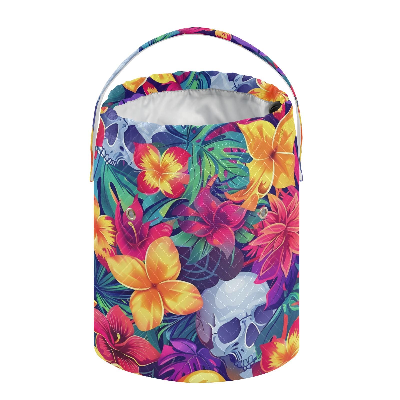 Yarn Storage Bag Small Crochet Bag Knitting Bag Organizer Skulls Tropical Flowers Yarn Bags for Crocheting Basket