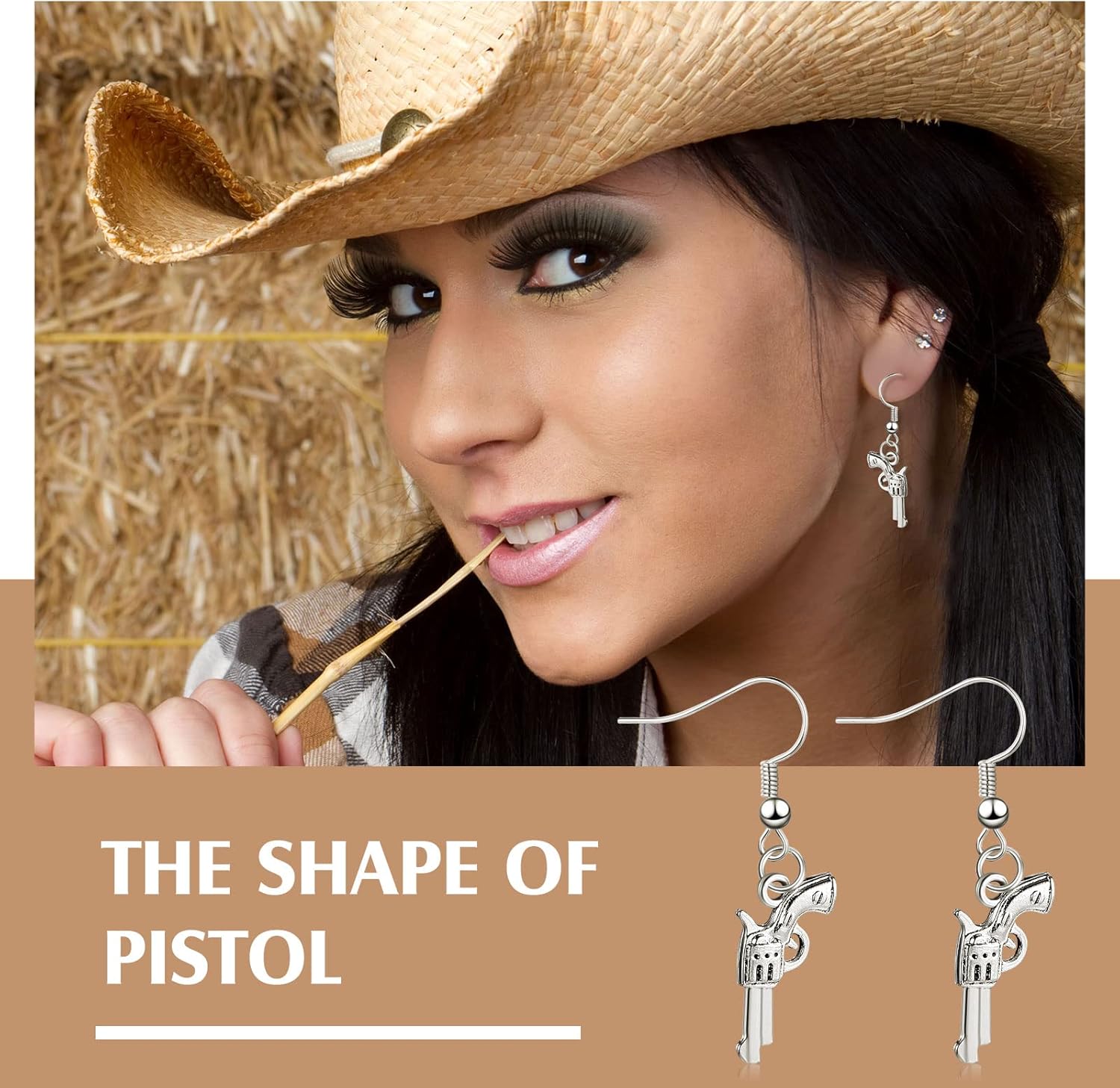 Henoyso 4 Pairs Cowgirl Boot Hat Western Earrings for Women Cowboy Dangle and Drop Earrings for Ladies - Image 5
