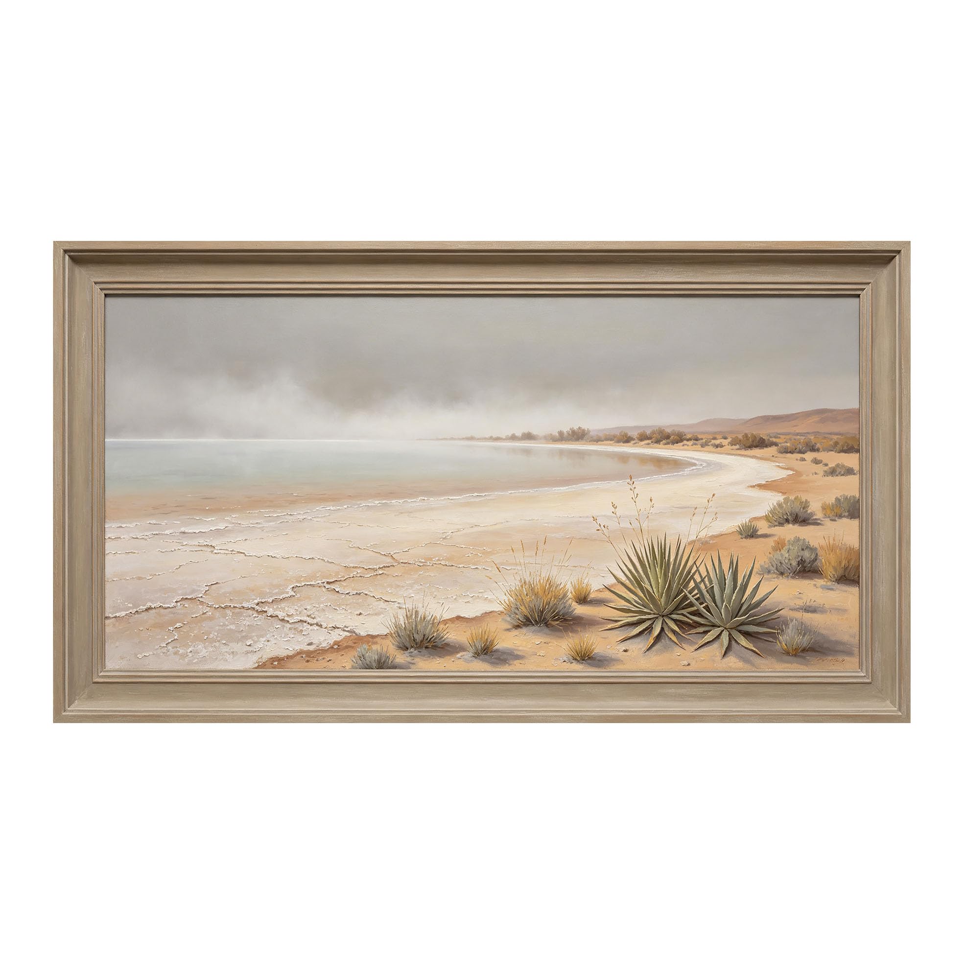 Yzpallescene 3D Framed Wall Art 50cm×100cm Coastal Desert Seascape Oil Painting Large Size SelfAdhesive Removable Wall Decor Prints Artwork for Living Room Bedroom Office