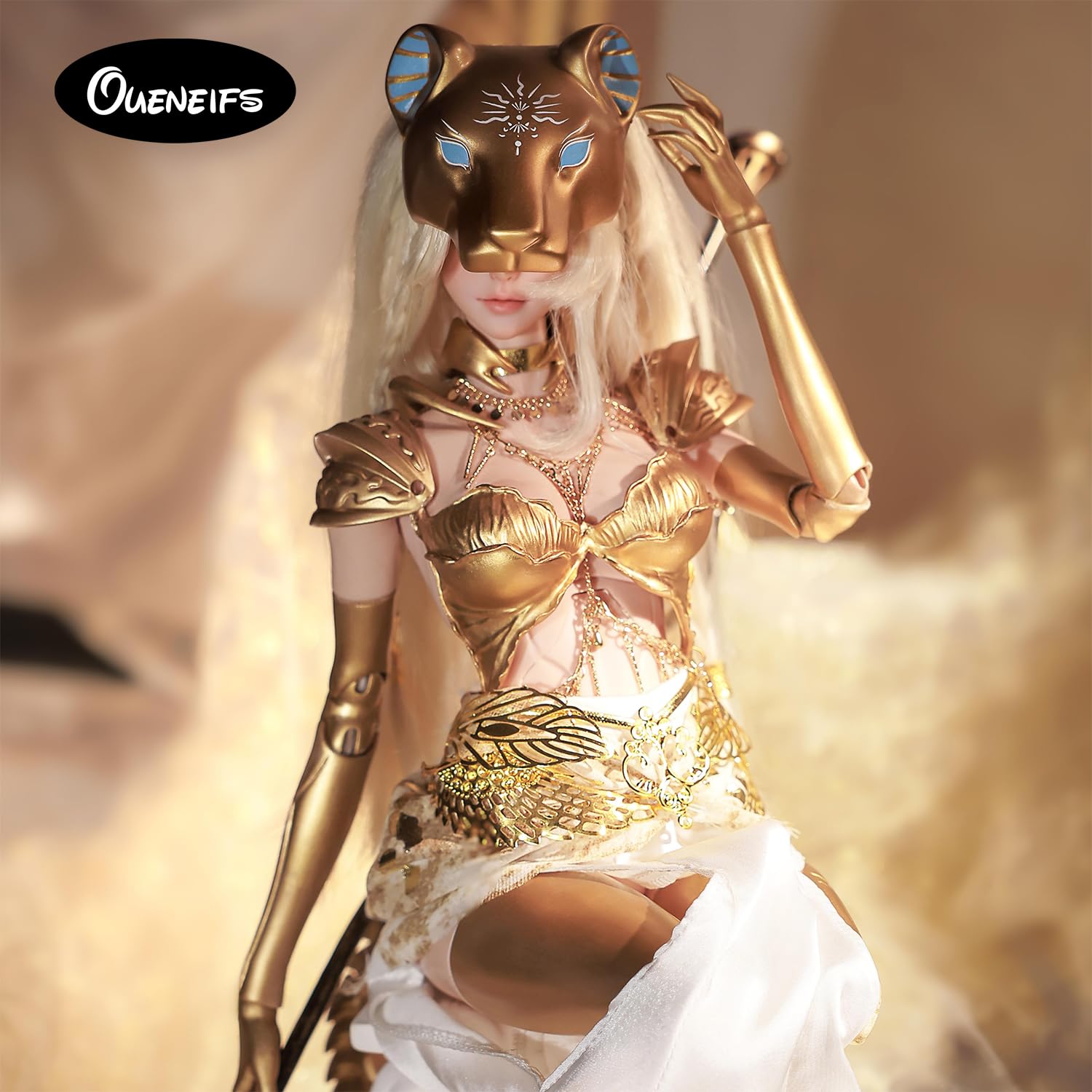 Oueneifs Mrowen Bjd-Puppe, ägyptischer Mythologie-Stil, Kunstharz, Spielzeug ab 15 Jahren (ohne Zepter)