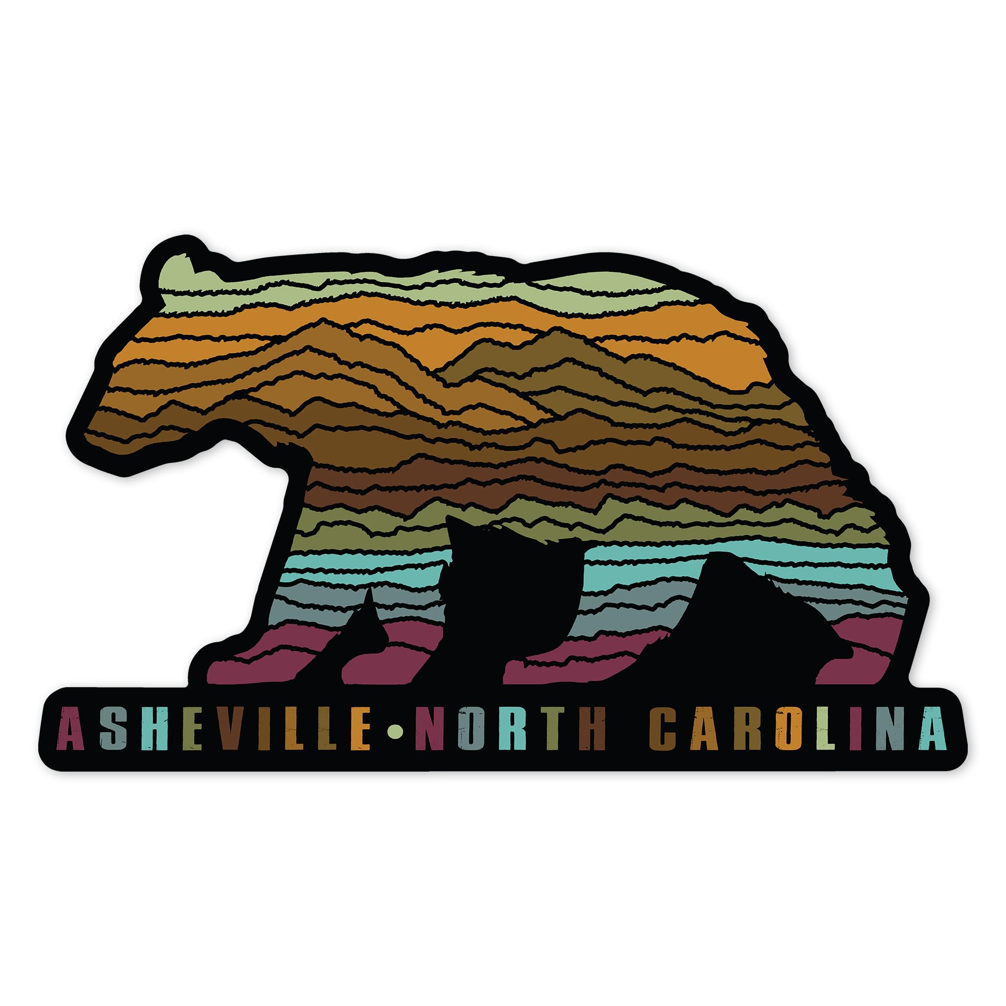 Lantern Press Sticker Asheville, North Carolina, Wander More, Bear, Die Cut Vinyl, (Waterproof Decal for Cars, Water Bottles, Laptops, Coolers), Small