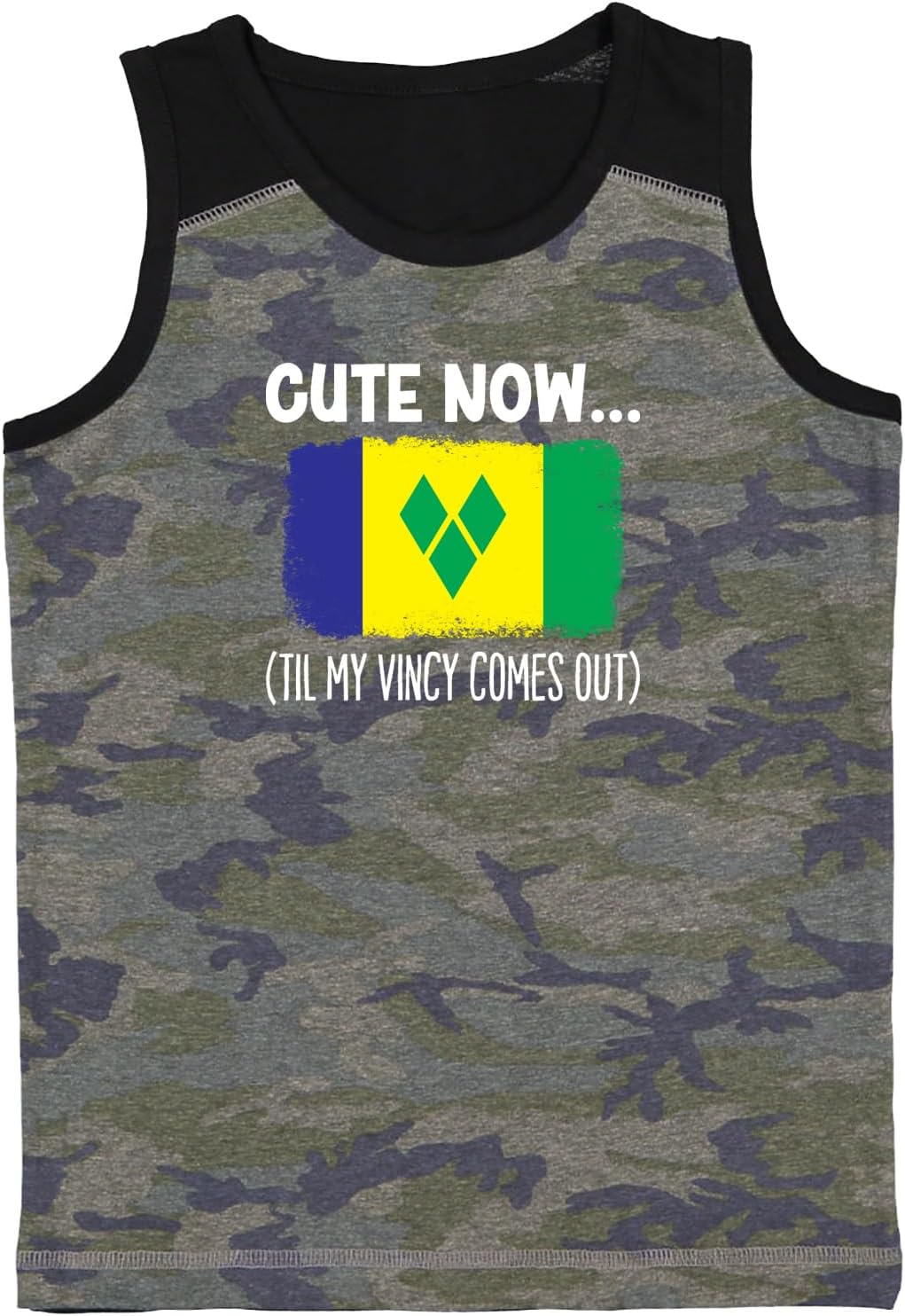 Cute Now… Til My Vincy Comes Out Youth Contrast Back Tank Top