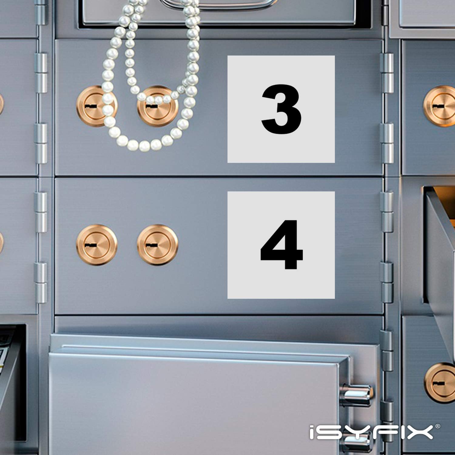 iSYFIX White Consecutive Number Stickers, 1 to 50, 3 Inch, Square, 1 Set | Vinyl Self Adhesive Decal, for Inventory, Storage, Organizing, Boxes, Bins, Toolbox, Lockers, Indoor & Outdoor