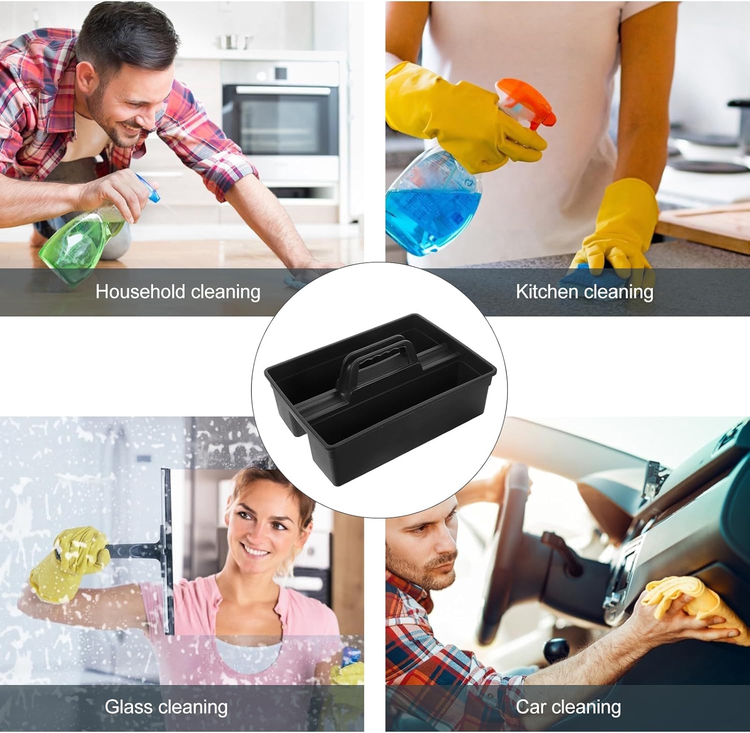 DOITOOL Portable Hand Tool Basket with Molded Handle 3-Compartment Cleaning Tool Organizer Utility Tote for Home and Commercial Use