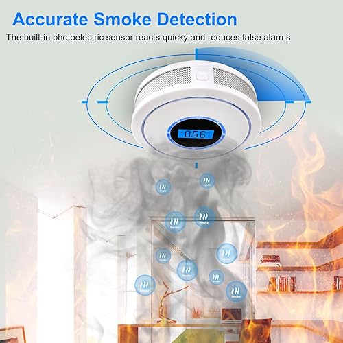 Miniatura 3 de Paquete de 3 detectores de alarma combinados de humo y monóxido de carbono alimentado por batería, detector de humo detector de monóxido de carbono,