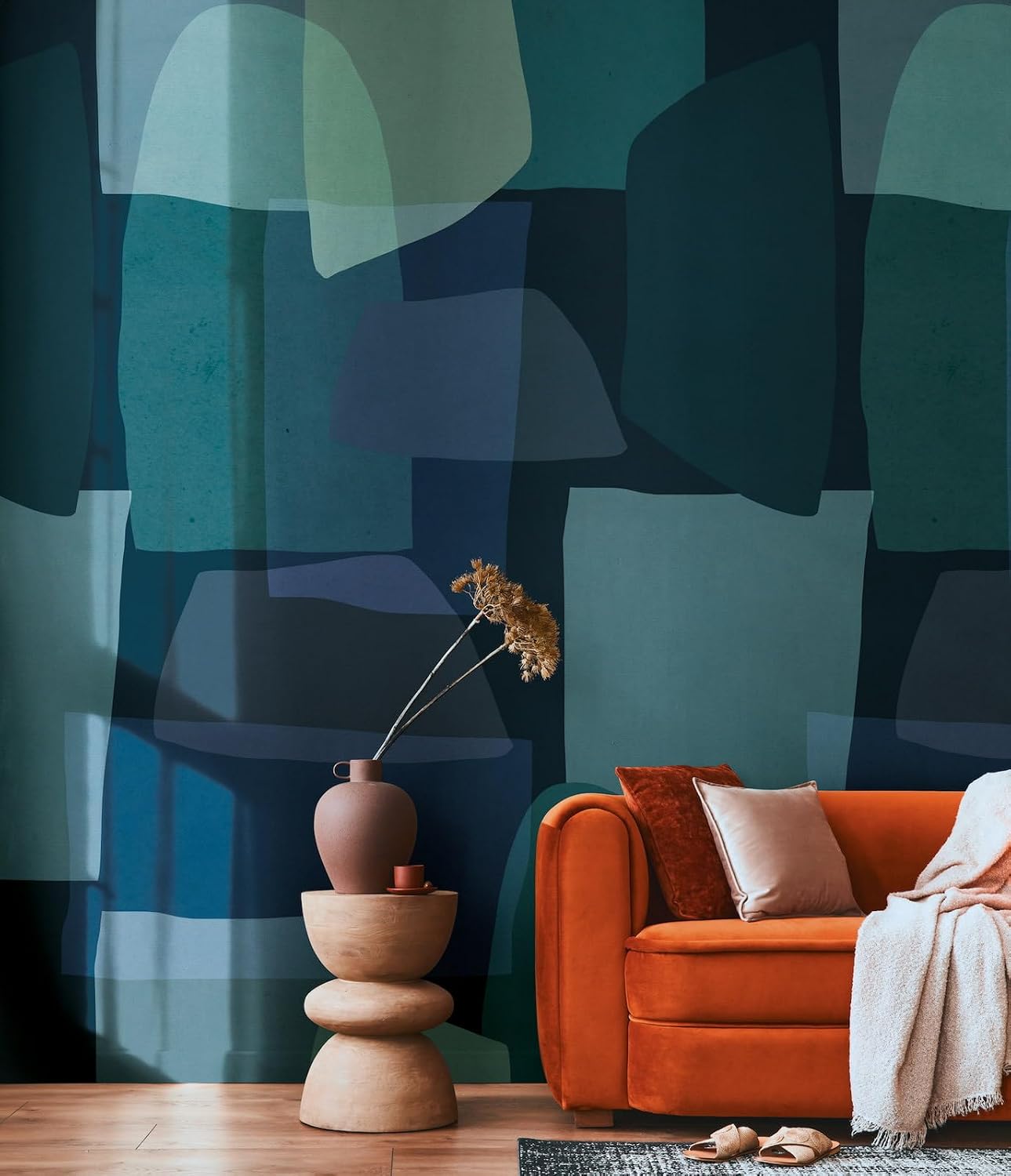Livingwalls Anna D'Andrea 782061 Photo Wallpaper Graphic 1.59 m x 2.80 m - Blue, Green, Black - Smooth Wallpaper