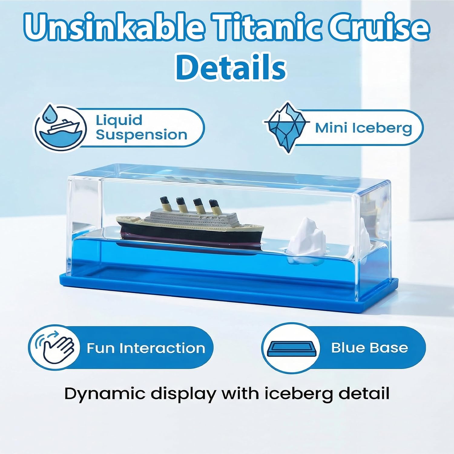 Unsinkable Titanic Cruise Ship in a Fluid Drift Bottle Desk Decor image 4