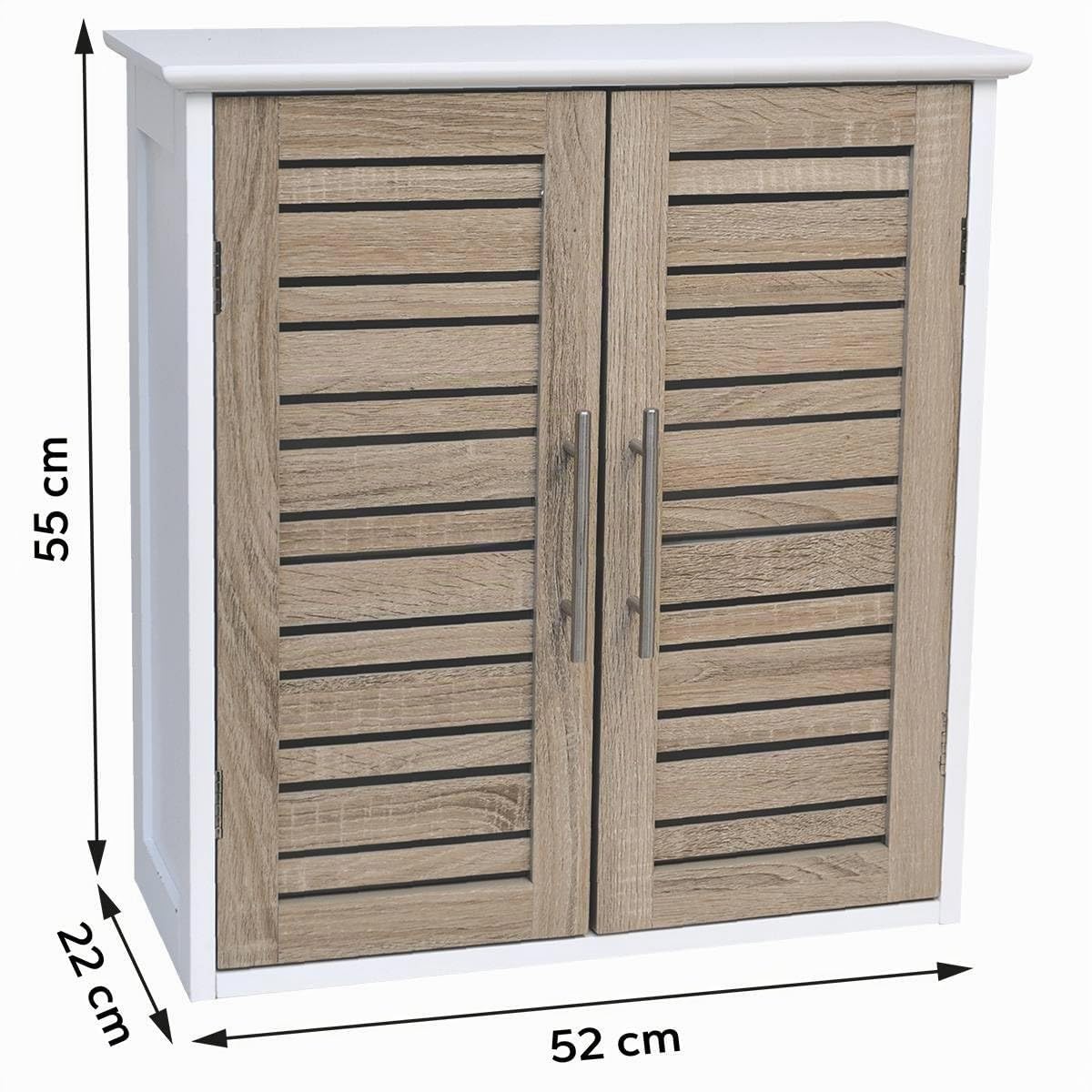 TENDANCE - Meuble Haut Structure MDF/2 Portes et Etagère Intérieure MDF - Stockholm - Salle de Bain - Meubles Salle de Bain