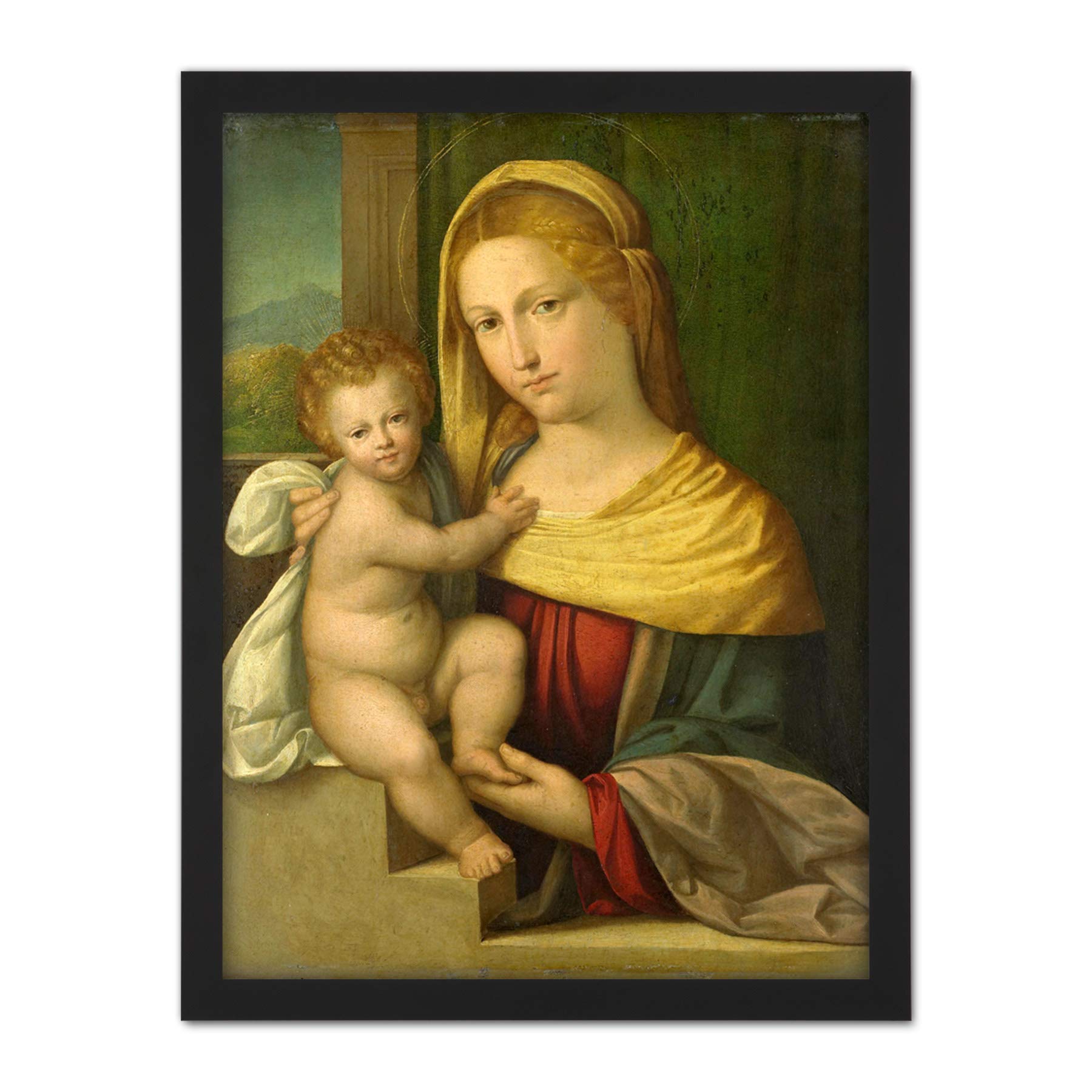 Artery8 Garofalo Madonna And Child Painting Artwork Framed Wall Art Print 18X24 Inch