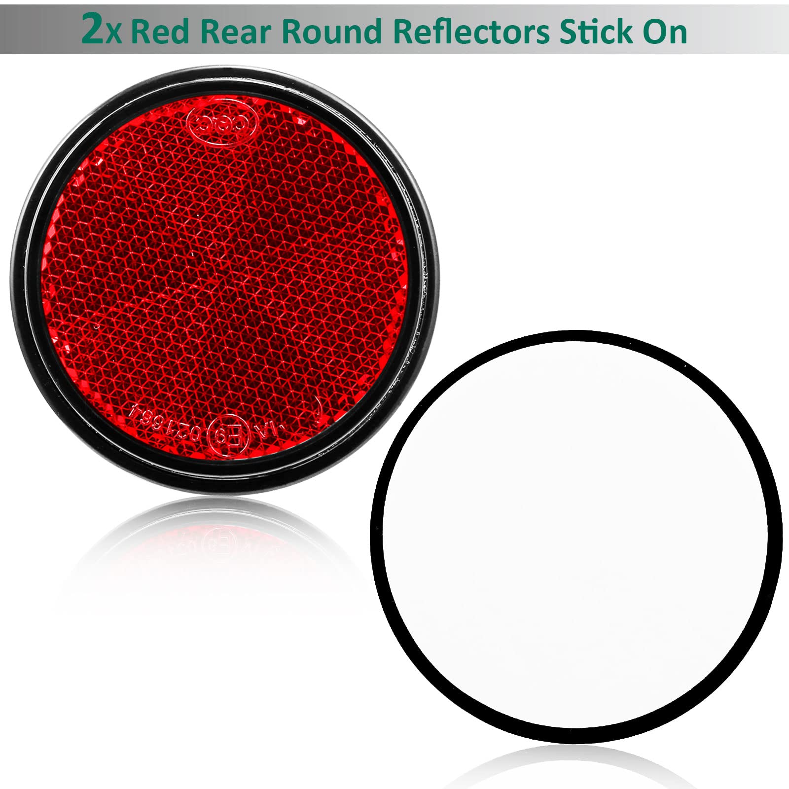 2xCatadioptrico Redondo Trasero Rojo Adhesivo para Remolque Ø 60 mm Homologados E9,Reflectantes Redondo Rojo Adhesivos para Remolque Valla Camión RV (Rojo-Redondo-Adhesivo-2Piezas) - 4