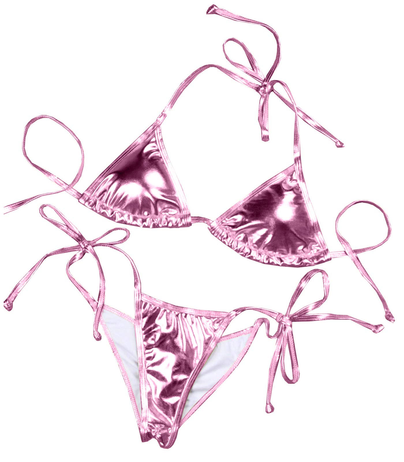 Women's Liquid Metallic Rainbow Bikini Sets Shiny String