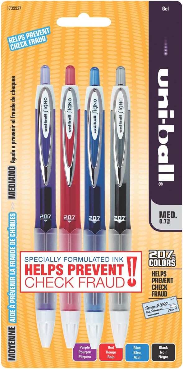 Uni-Ball Signo Pens Medium Point 4/Pkg-Purple/Red/Blue/Black