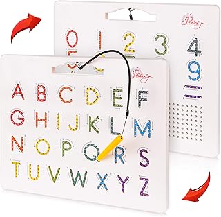Magnetic Alphabet Tracing Board - double sided letters & numbers Magnetic Tracing Board, ABC magnets learn to write with magnetic pen, STEM toy letters learning, handwriting games, writing montessori
