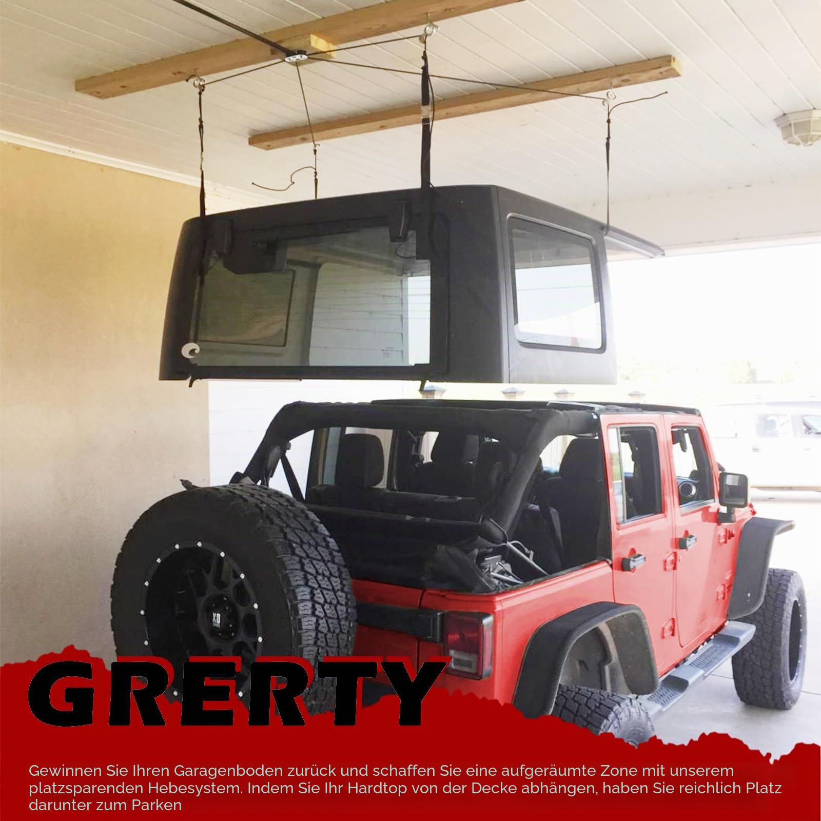 Hardtop-Abnehm-Lift für Jeep Wrangler JL/JK und Ford, Garagen-Hebesystem mit Absturzsicherung, für 3 m Decken