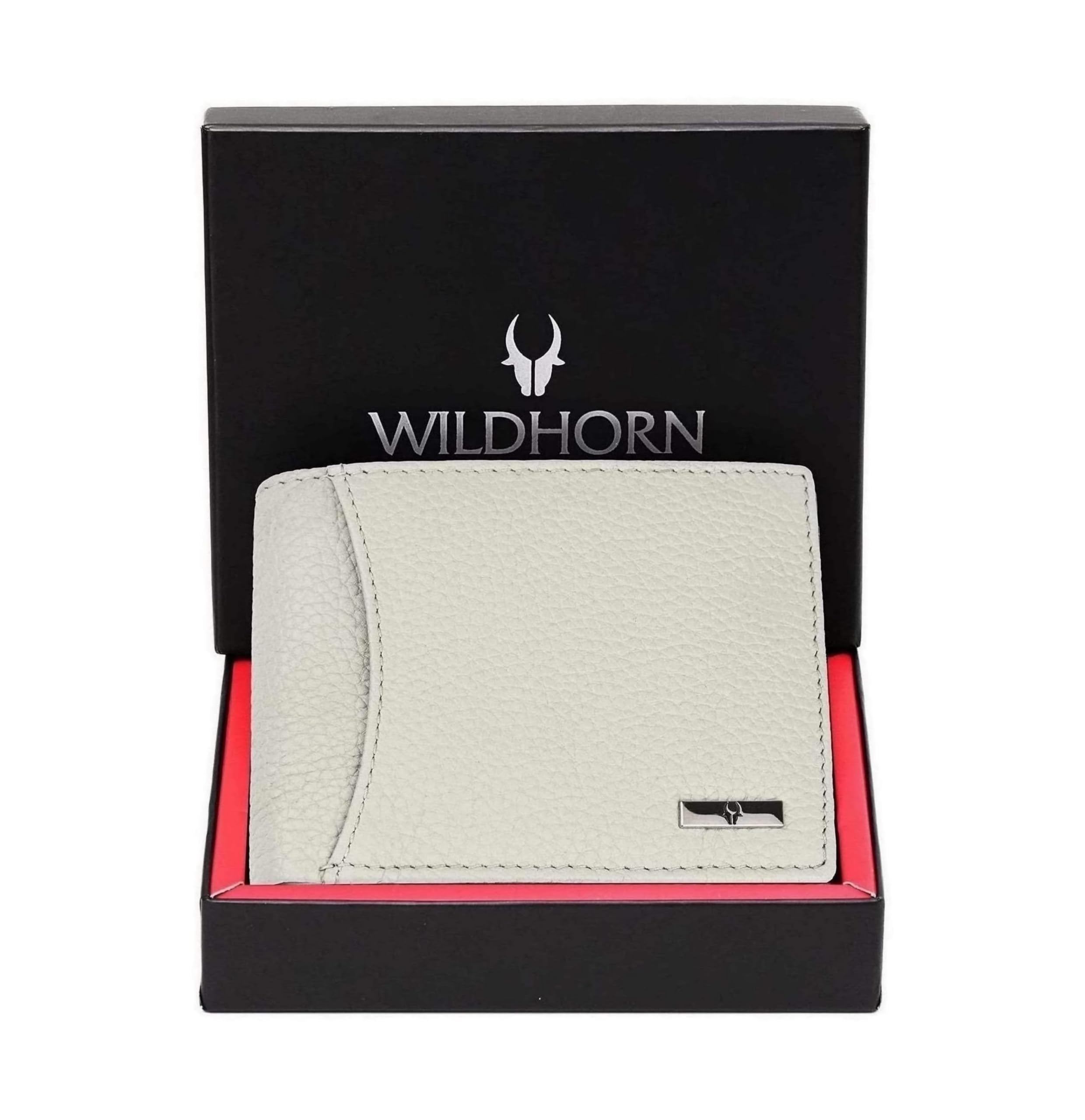 WildHorn India RFID Protected Leather Men's Wallet, BEIGE, 4.5 x 3.7 x 0.7 inches, Classic