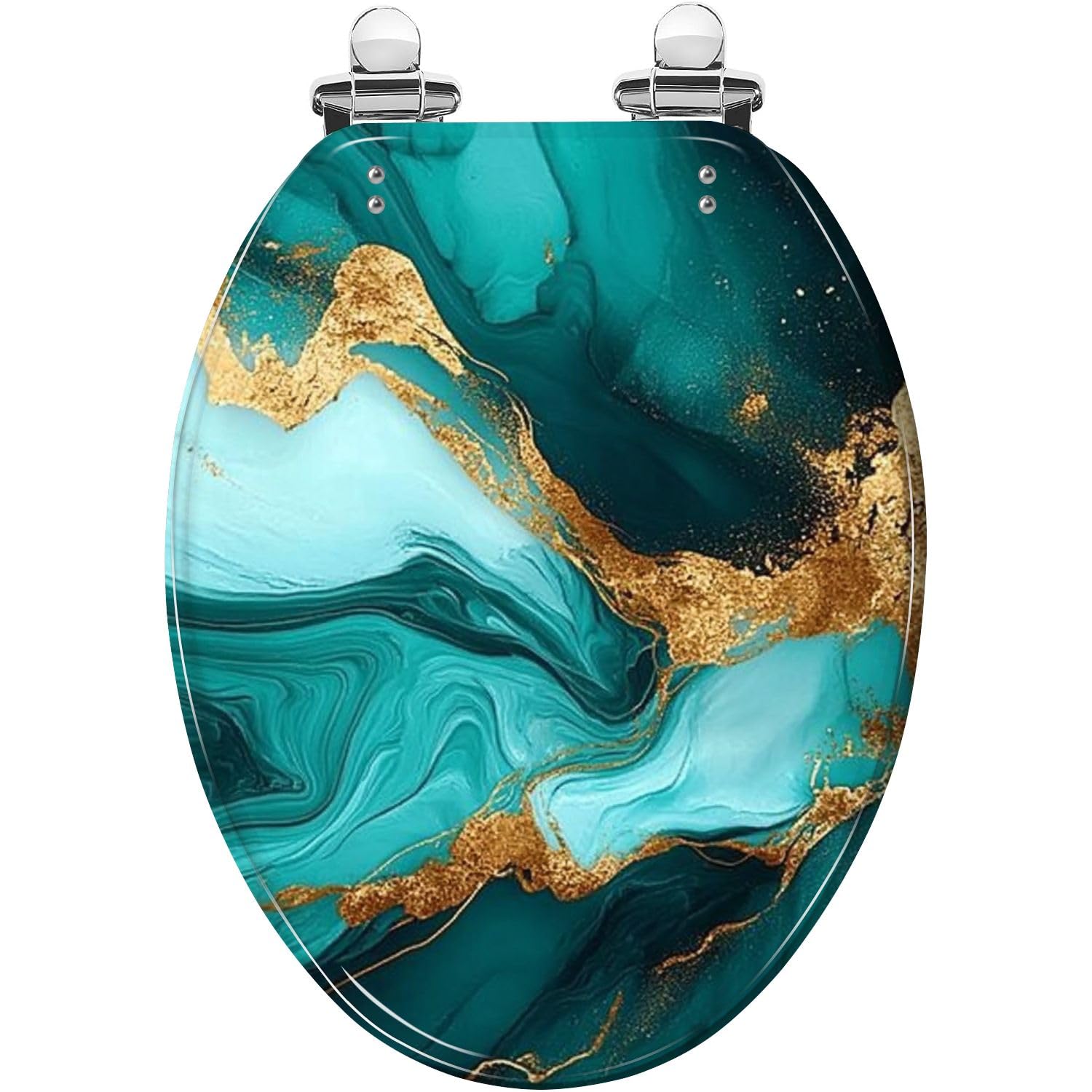 Tazyyzuu Multi3 Vibrant Coral Pirate Ship Resin Toilet Seat Slow-Close Lid Quick-Release Hinges Easy Clean 16.5X14.5 Inches(,18.5X14.5)