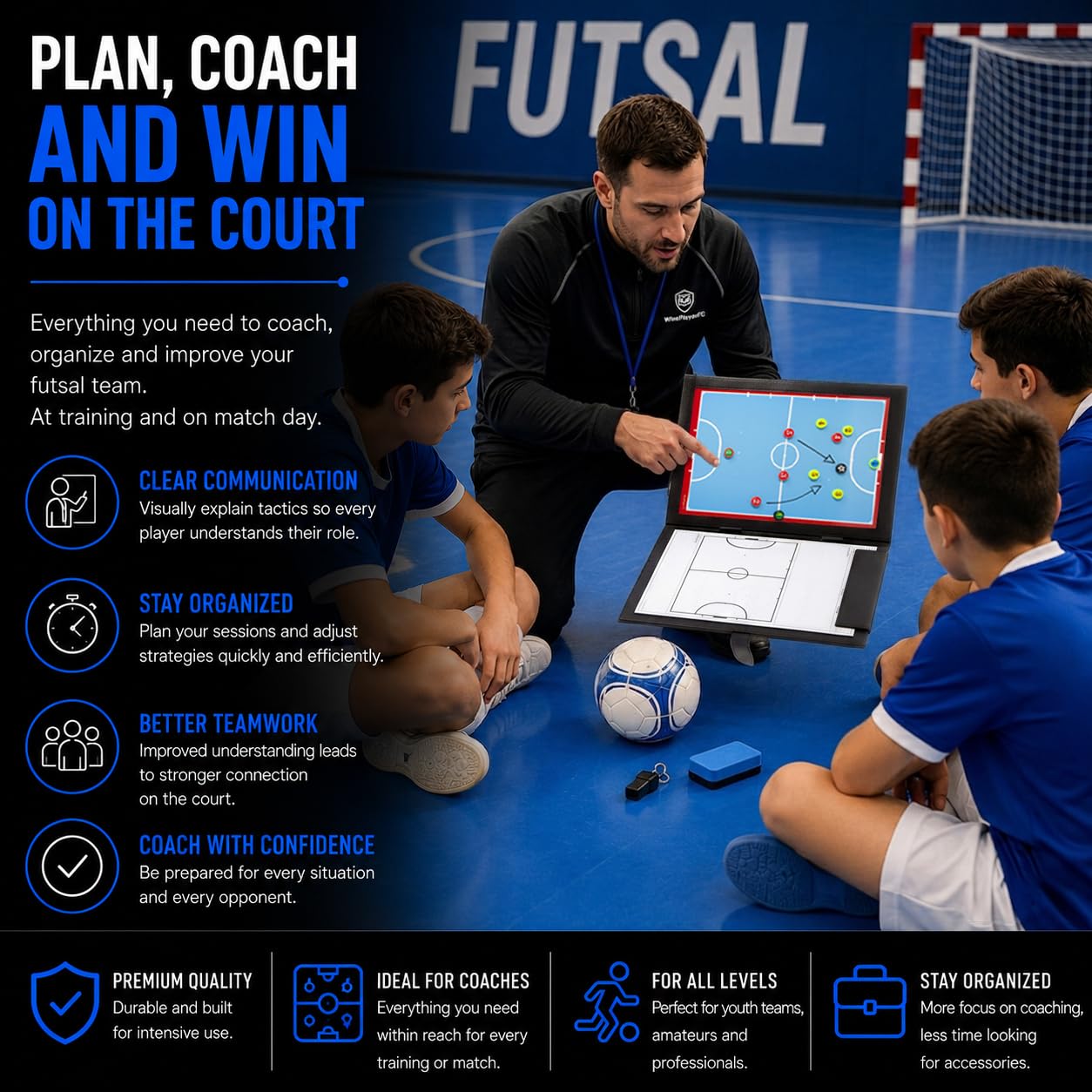 Tablica Taktyczna Teczka z Kieszonką dla Trenera Futsal