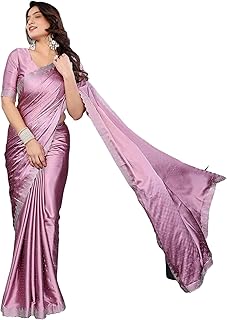 yashika Women's Hot Fix Work and Solid Color Satin Moss Saree With Unstitched Blouse Material-picture-25